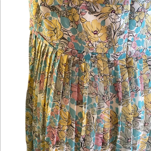 Antonio Melani Pastel Floral Spring Cocktail Pleated Dress 14 - Picture 4 of 7